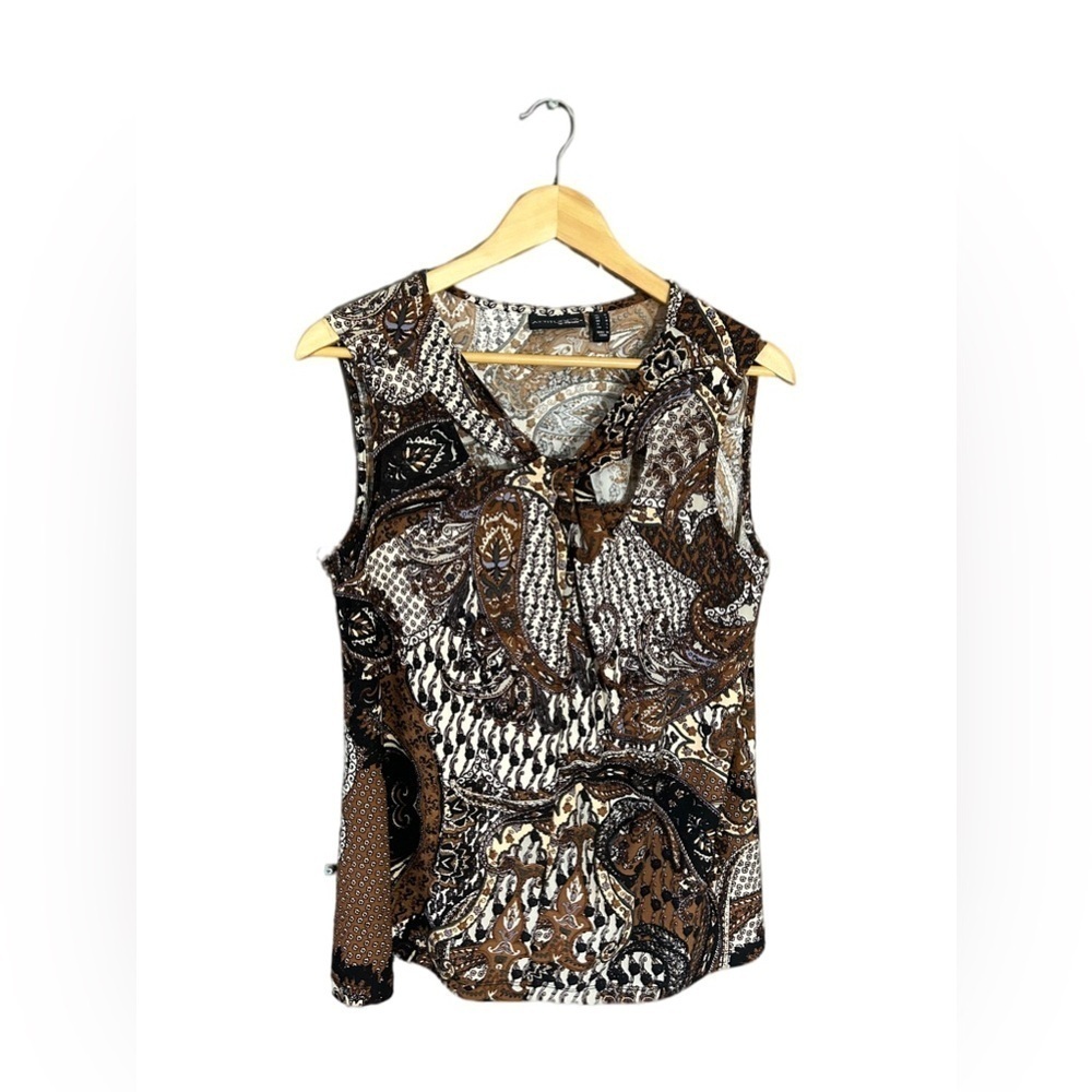 Attitudes by Renee brown, black, and white design tank top